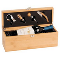 Promotional Gifts - Genuine Bamboo Single Wine Bottle Presentation Box w/ Tools
